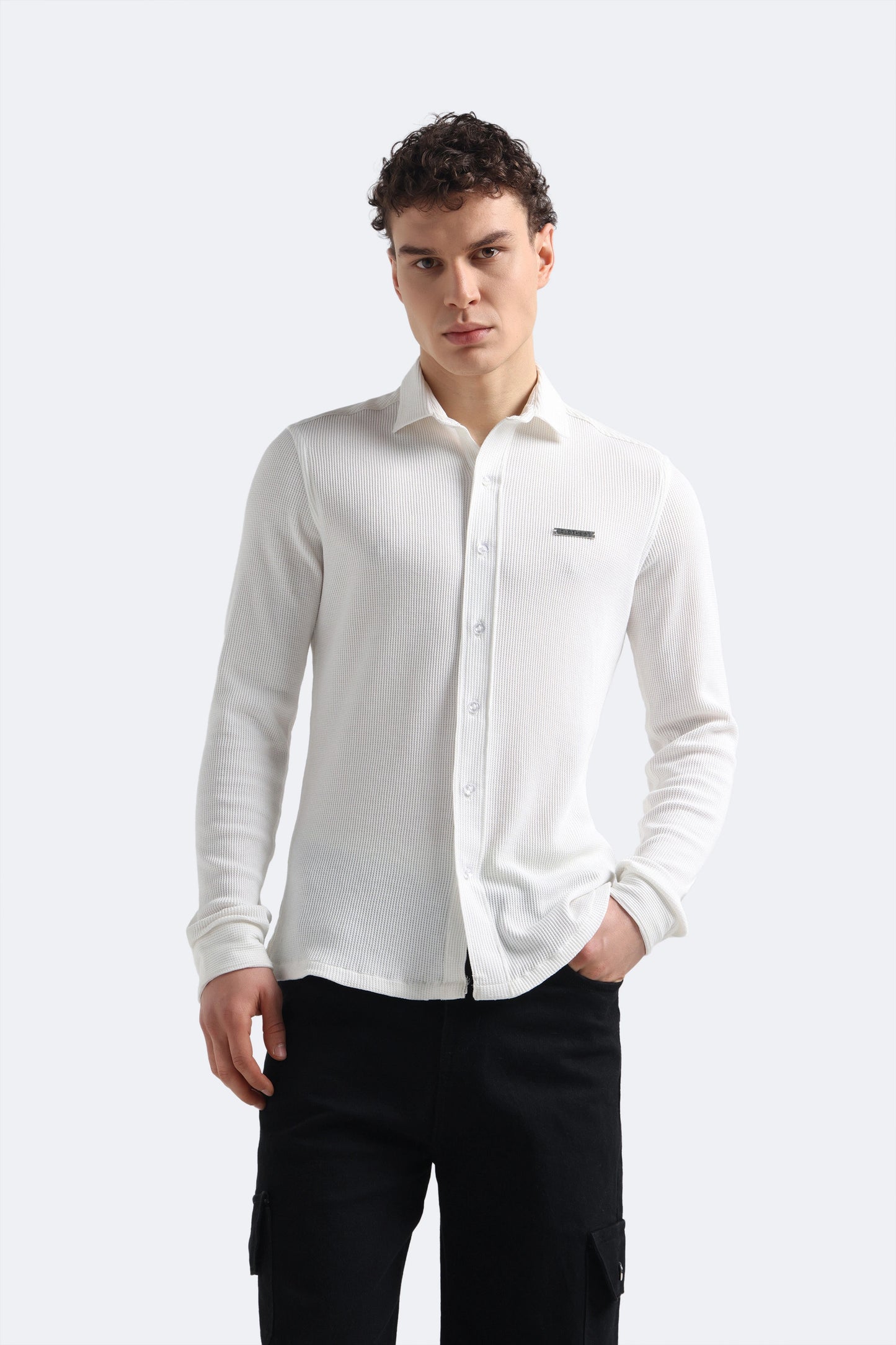 Pearl White Textured Shirt