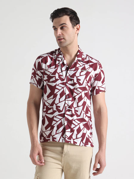 Crimson Geo Print Shirt