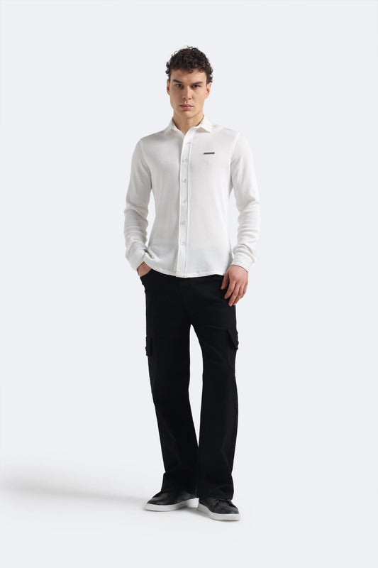 Pearl White Textured Shirt