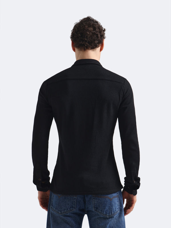 Black Waffleluxe Textured Shirt