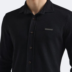 Black Waffleluxe Textured Shirt
