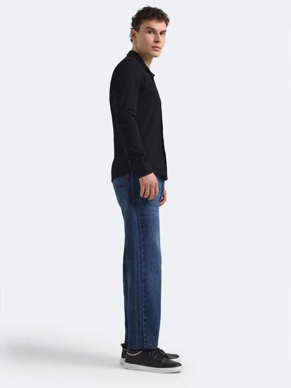 Black Waffleluxe Textured Shirt