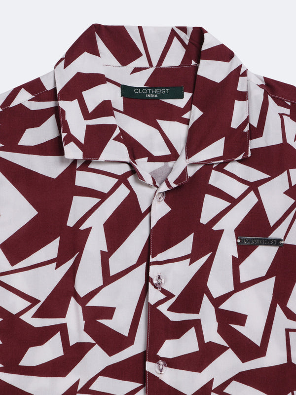Crimson Geo Print Shirt