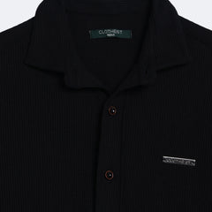 Black Waffleluxe Textured Shirt