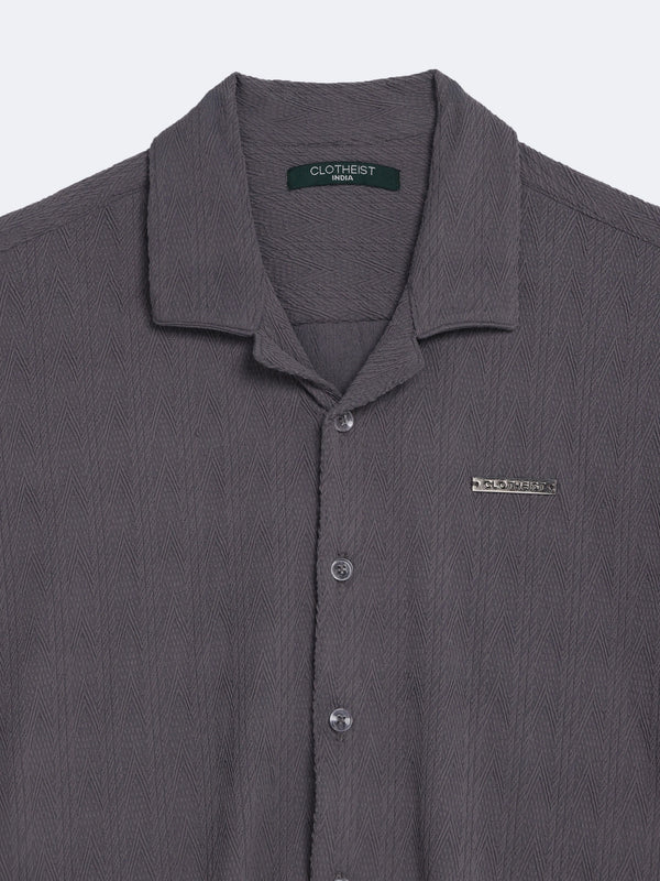 Gray Chevron Textured Shirt