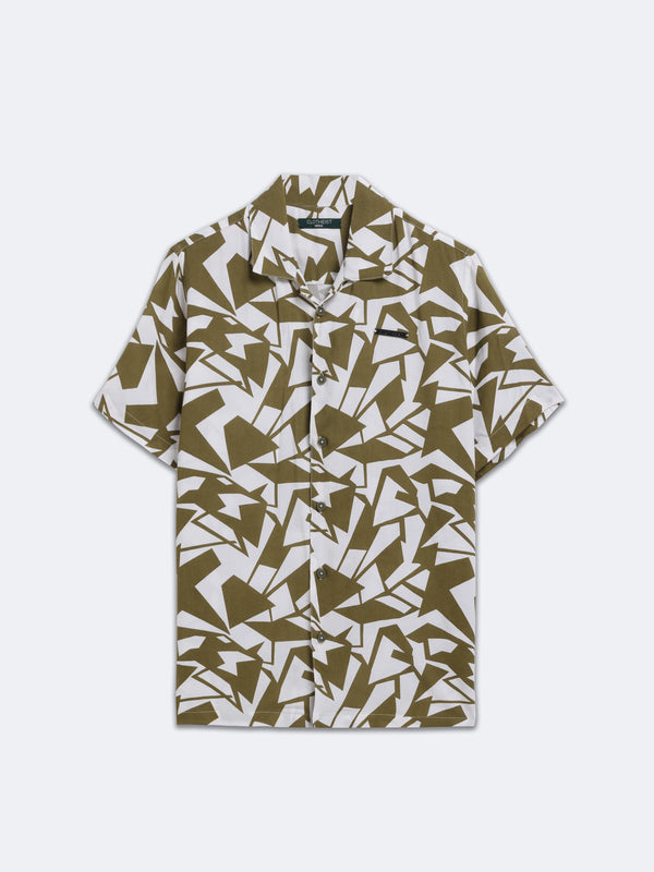Olive Geo Print Shirt