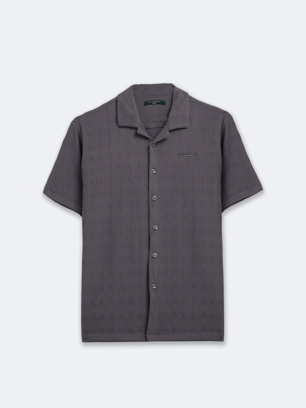 Gray Chevron Textured Shirt