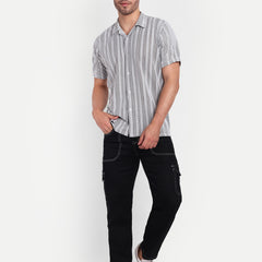 Shadow Stripe Crochet Half sleeve shirt for men online