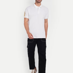 White Beige Regular Fit Polo T-Shirt