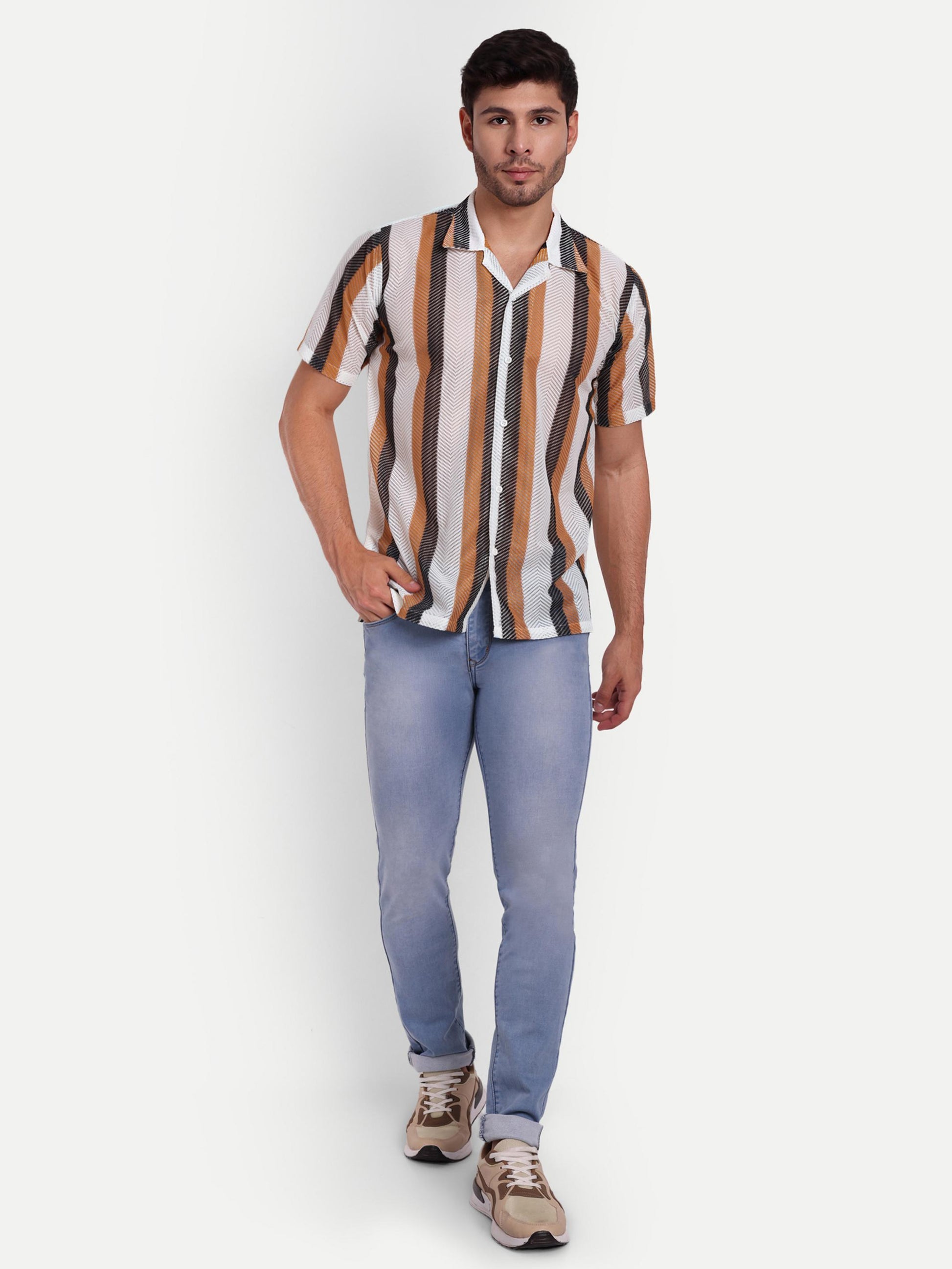 Mocha Mania Crochet Half Sleeve Shirt for men online - Clotheist