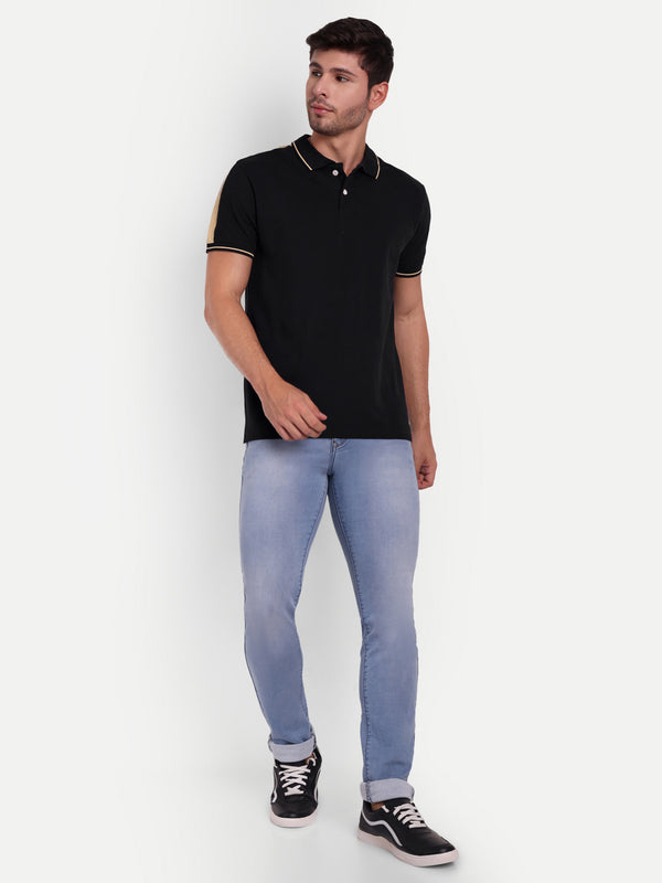Black Beige Regular Fit Polo T-Shirt