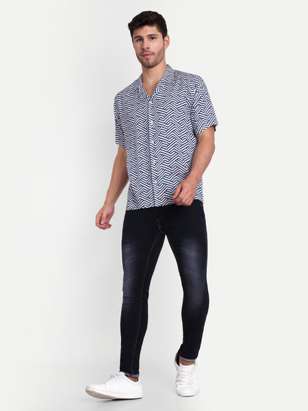 Mosaic Blue Half Sleeve Shirt for men online - Clotheist