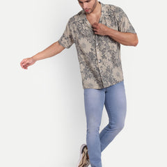 Gray Blossom Half Sleeve Shirt for men online - Clotheist