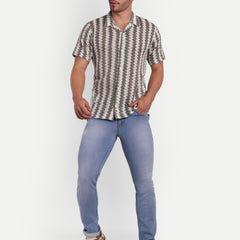 Chessboard Crochet Half Sleeve Shirt for men online - Clotheist