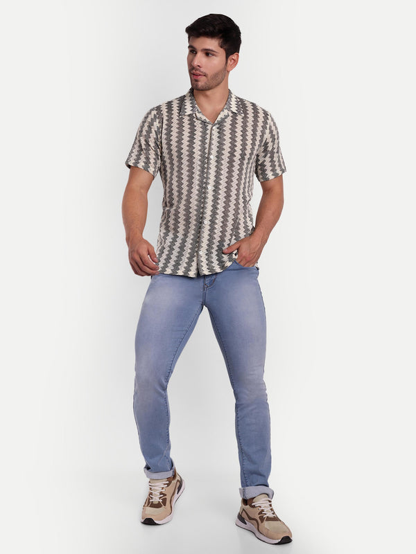 Chessboard Crochet Half Sleeve Shirt for men online - Clotheist