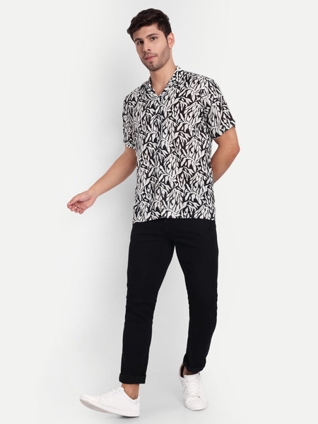White Leaf Half Sleeve Shirt