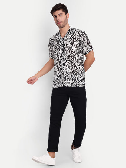 White Leaf Half Sleeve Shirt