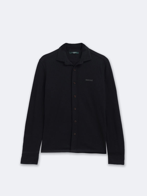 Black Waffleluxe Textured Shirt