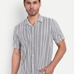 Shadow Stripe Crochet Half sleeve shirt for men online