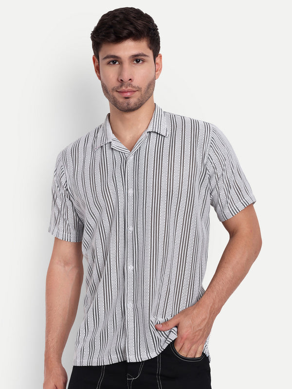Shadow Stripe Crochet Half sleeve shirt for men online