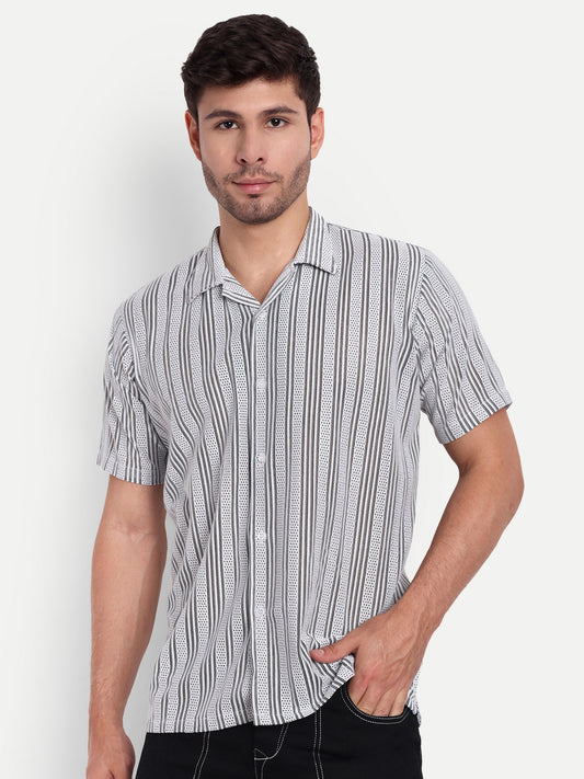 Shadow Stripe Crochet Half sleeve shirt for men online