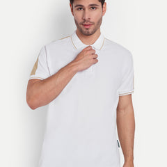 White Beige Regular Fit Polo T-Shirt