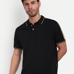 Black Beige Regular Fit Polo T-Shirt