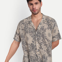 Gray Blossom Half Sleeve Shirt for men online - Clotheist