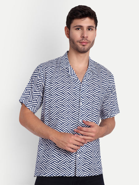 Mosaic Blue Half Sleeve Shirt for men online - Clotheist