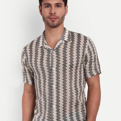 Chessboard Crochet Half Sleeve Shirt for men online - Clotheist