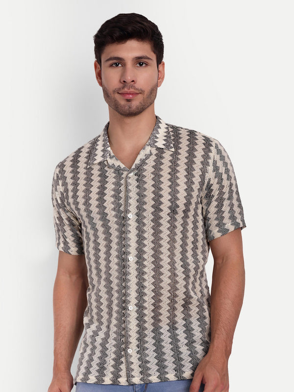 Chessboard Crochet Half Sleeve Shirt for men online - Clotheist
