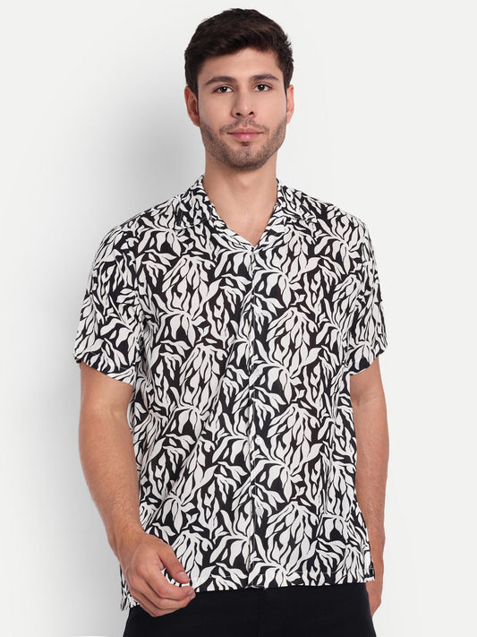 White Leaf Half Sleeve Shirt