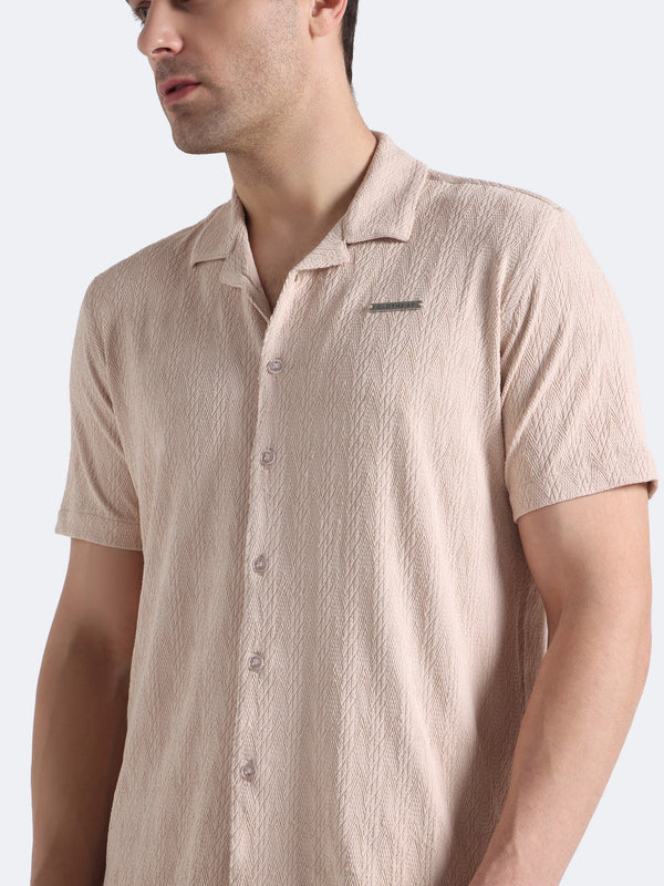 Ivory Chevron Textured Shirt