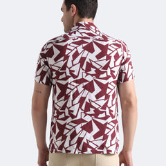 Crimson Geo Print Shirt
