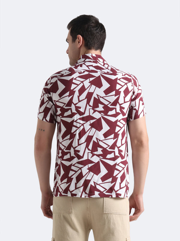 Crimson Geo Print Shirt
