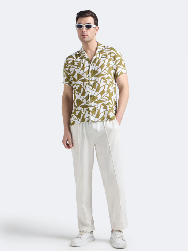 Olive Geo Print Shirt