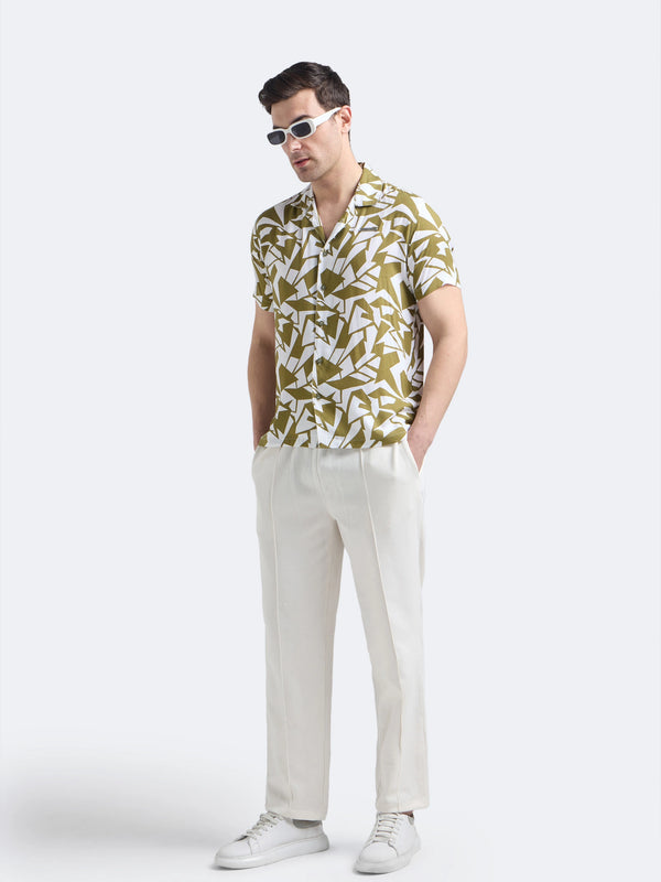 Olive Geo Print Shirt