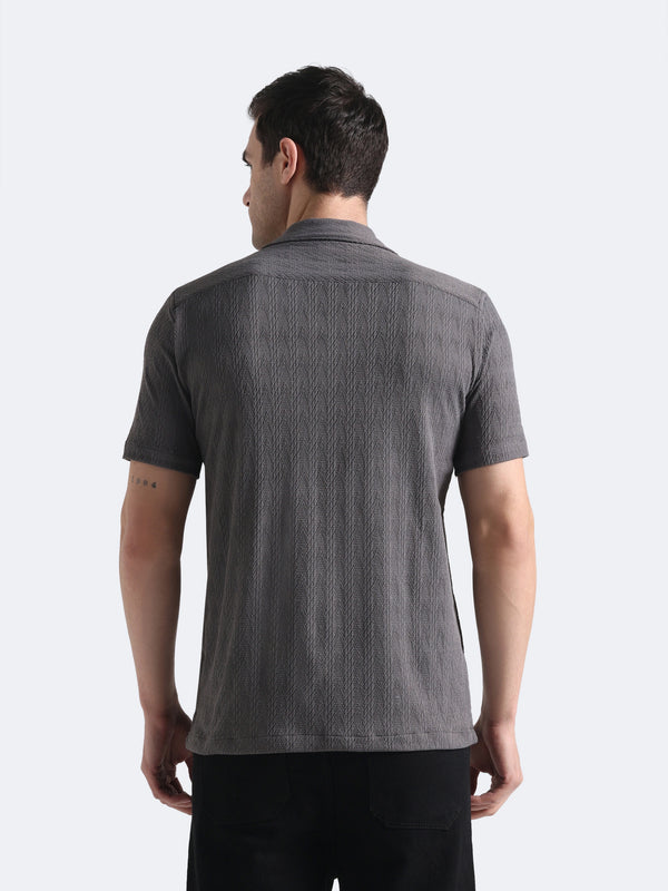 Gray Chevron Textured Shirt