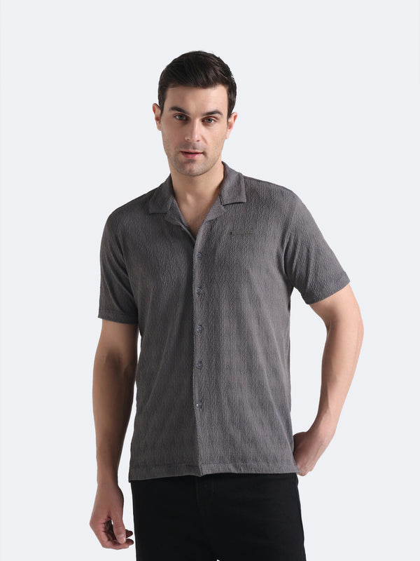 Gray Chevron Textured Shirt