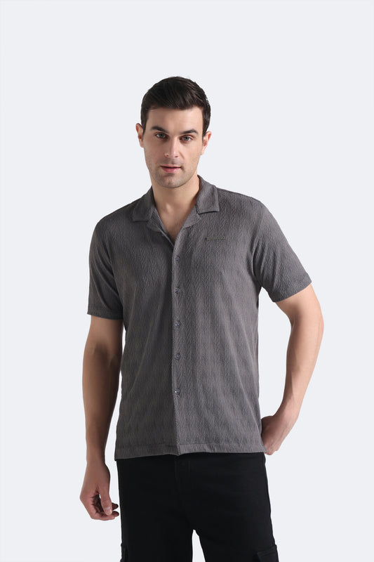 Gray Chevron Textured Shirt