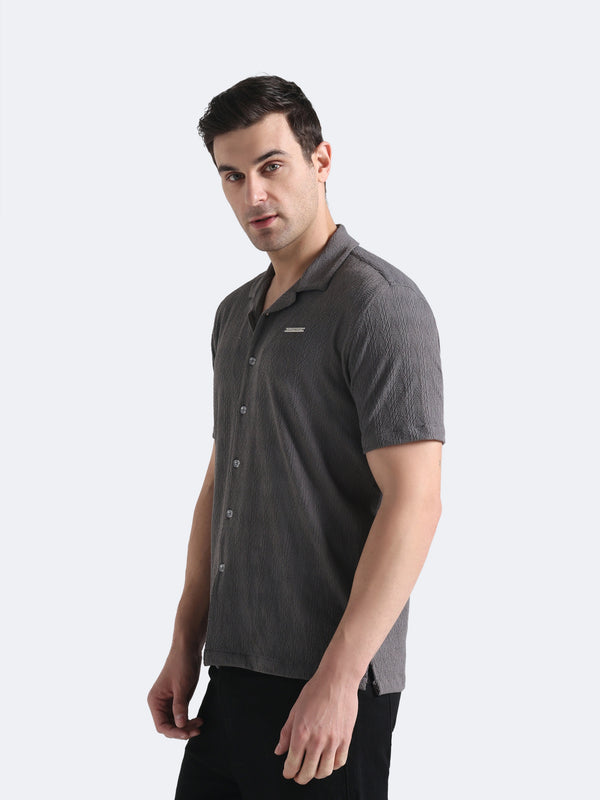 Gray Chevron Textured Shirt