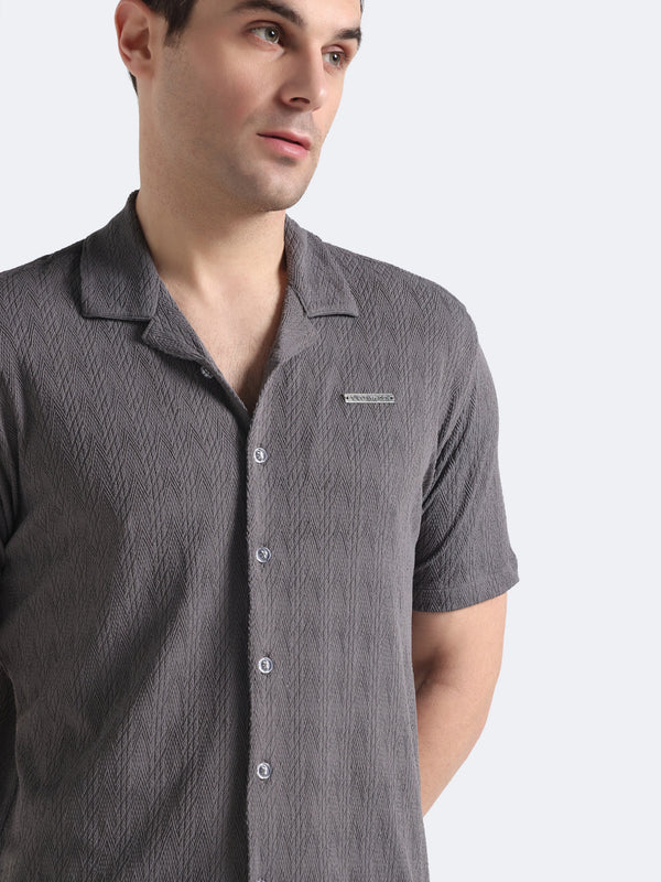 Gray Chevron Textured Shirt