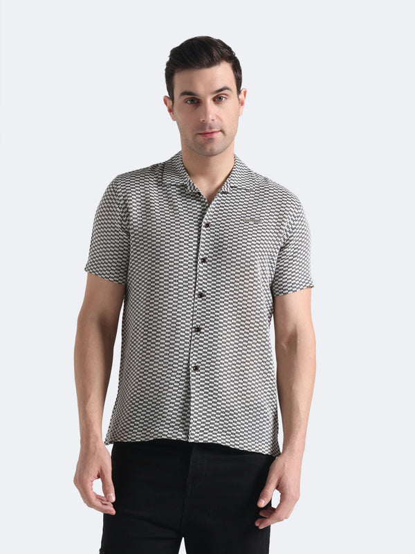 Grid Weave Crochet Shirt