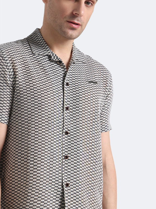 Grid Weave Crochet Shirt