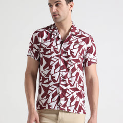 Crimson Geo Print Shirt
