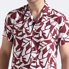 Crimson Geo Print Shirt