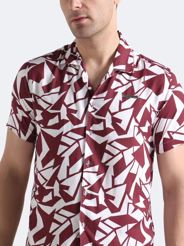 Crimson Geo Print Shirt