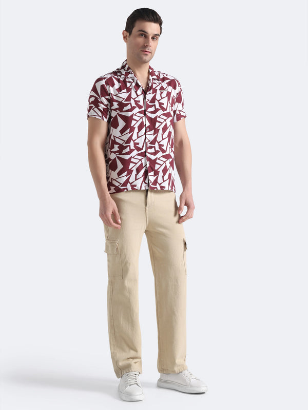 Crimson Geo Print Shirt