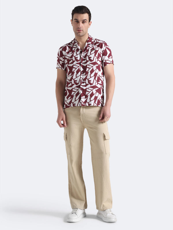 Crimson Geo Print Shirt