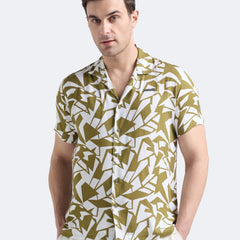 Olive Geo Print Shirt